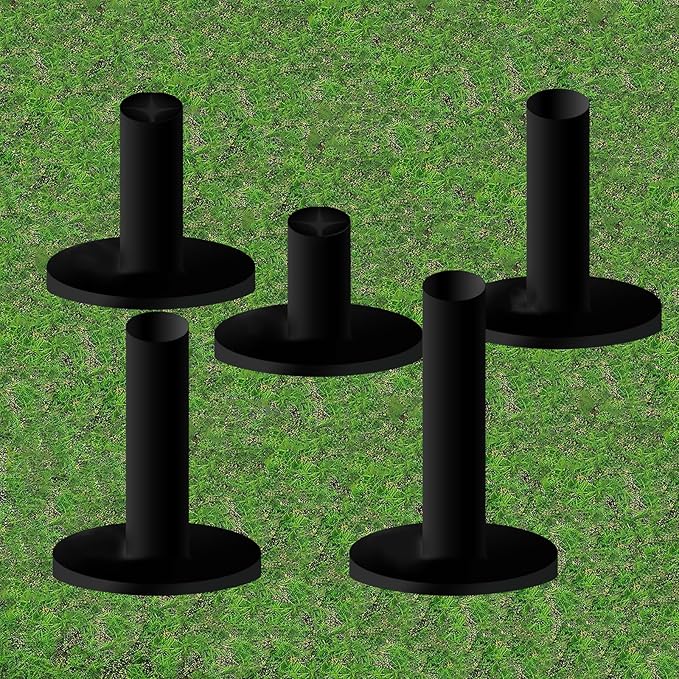 FINGER TEN Golf Rubber Tee Driving Range Value 5 Pack for Indoor Outdoor Practice Mat, Tee Adaptor Size 1.5’’ 2.0’’White Black Tee Holder Set for Hitting Mats