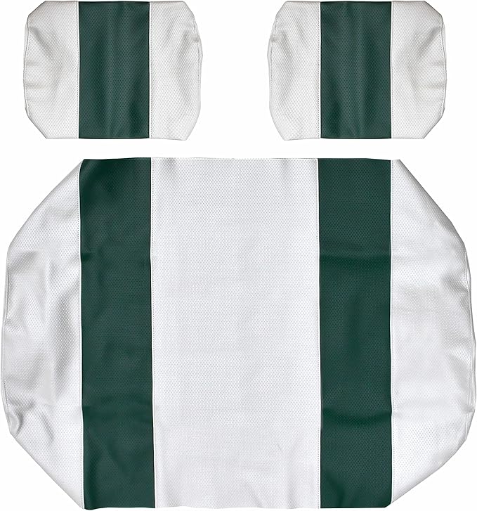 Seat Cover Replacement for Yamaha G-16/G-22 Golf Cart - Front Bench Seat - Premium Marine Vinyl - 5 Panel Stitching - Staple On Installation - Two-Tone Golf Cart Seat Covers (White & Green)
