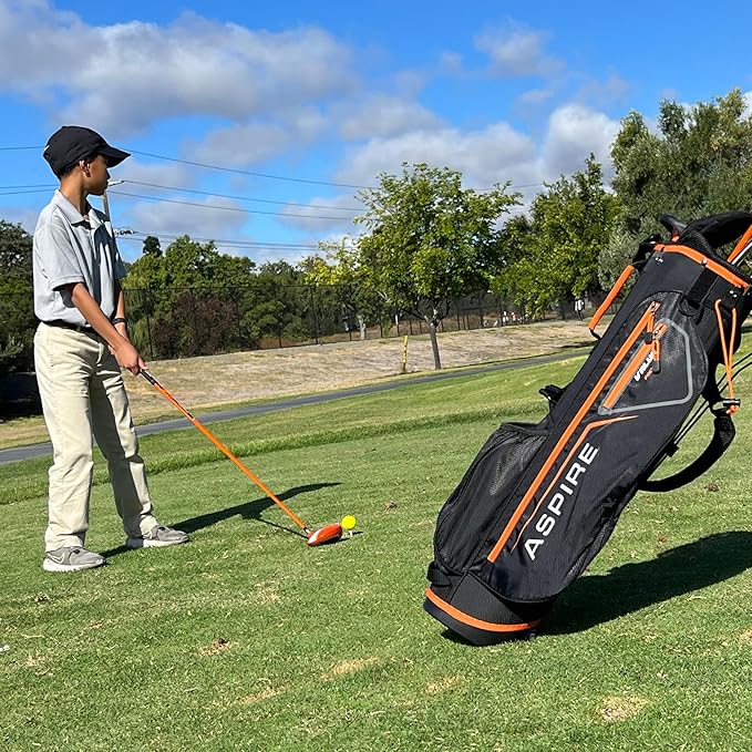 Aspire X-Lite Super Performance Junior Golf Club Set - Right-Handed Kids Golf Set with Driver, Hybrid, 7 Iron, Putter, Stand Bag & Headcovers