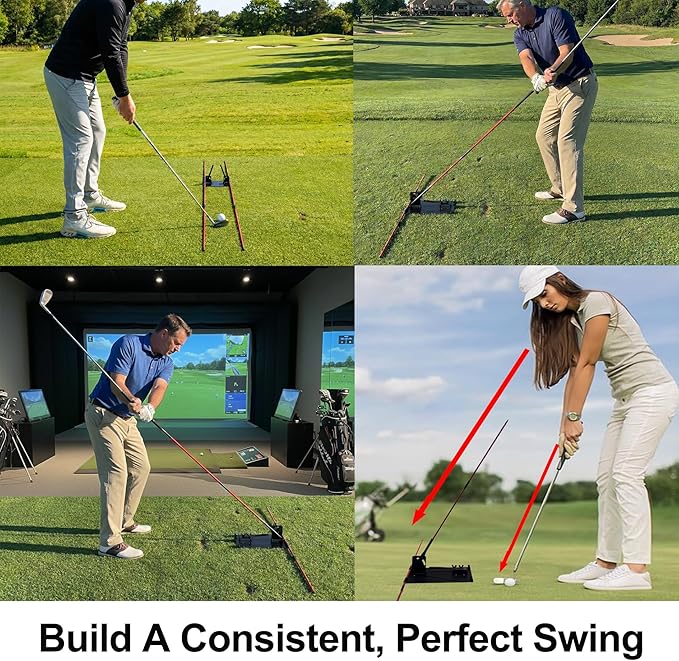 Golf Alignment Sticks and Angle Holder Set with Two Angle Holders, Works Left & Right Golf Swing Trainer, Golf Training Aids, Golf Accessories Gifts for Man and Woman