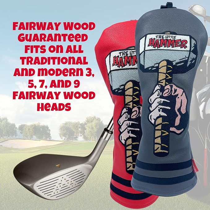 Funny Golf Club Covers The Hammer Driver Headcover and Little Hammer Fairway Wood Head Covers, Golf Accessories for Men, Golfer Gifts for Men, Golf Head Covers for Dad