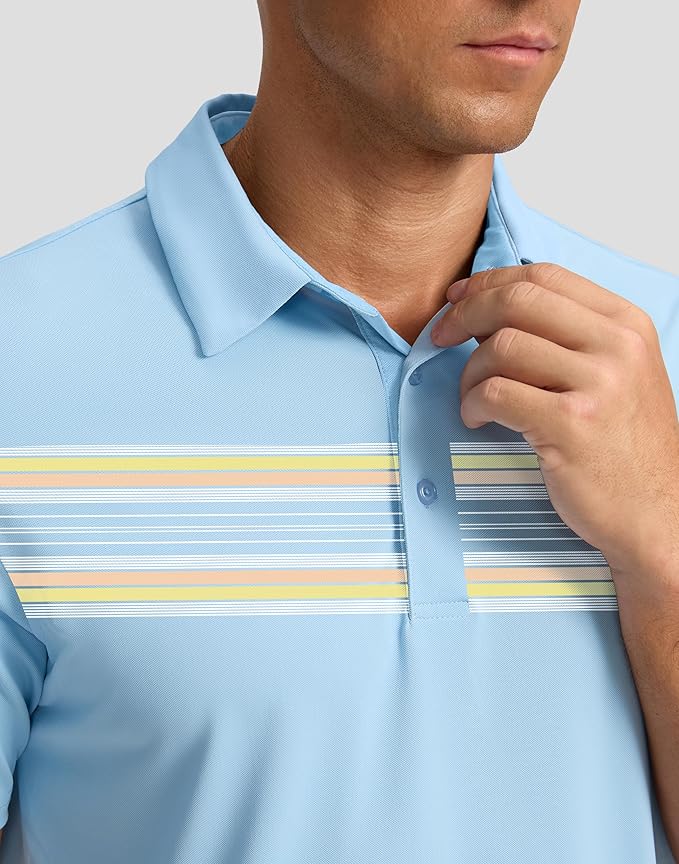 Men's Golf Shirts Dry Fit Moisture Wicking Performance Short Sleeve Collared Polo Shirts for Casual Athletic Business