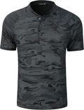 TAPULCO Mens Collarless Golf Shirts Short Sleeve Dry Fit Stretch Casual Breathable Lightweight Tshirts