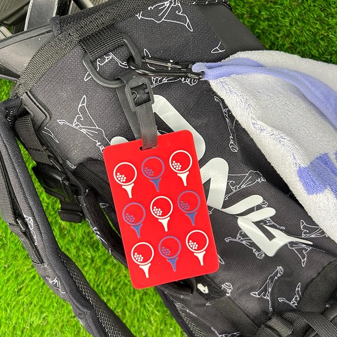 Golf Bag Tag – Golf Balls Design, Flexible & Waterproof Silicone Luggage Tag, Secure Strap for Bag Identification, Great Golf Gift for Players & Enthusiasts