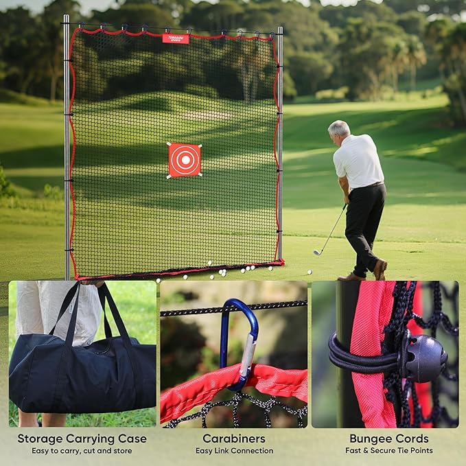 Golf Practice Net, Heavy-Duty Multi Sports Netting Barrier 10FT | 15FT |20FT |25FT Golf Hitting Net for Garage, Ideal for Backyard with Baseball, Softball, Hockey, Soccer and More