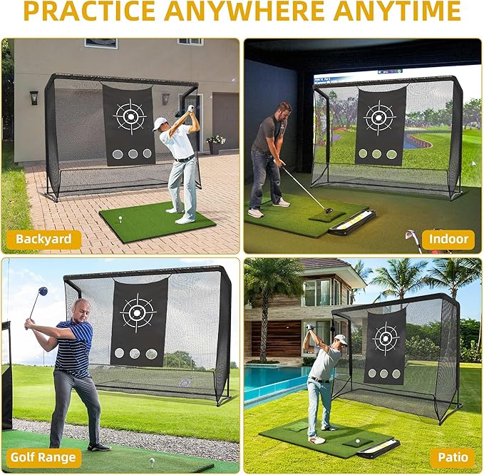 Golf Hitting Net, 10x7ft & 7x7ft Golf Practice Nets for Backyard Driving Chipping, Portable Heavy Duty Golf Impact Nets with Steel Frame, Indoor and Outdoor