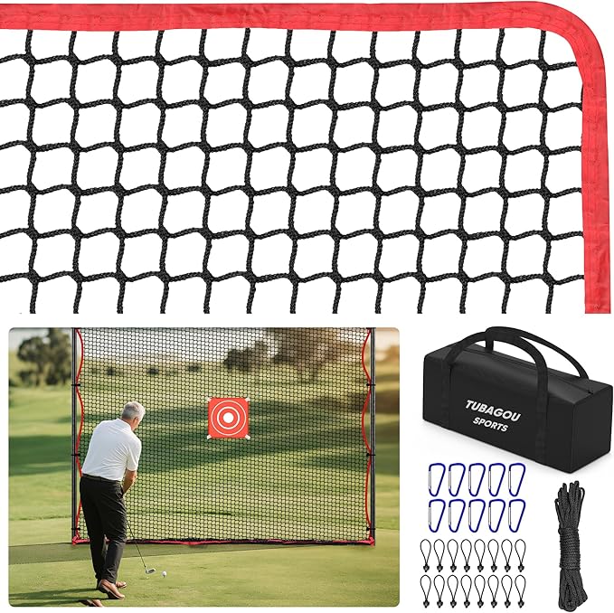 Golf Practice Net, Heavy-Duty Multi Sports Netting Barrier 10FT | 15FT |20FT |25FT Golf Hitting Net for Garage, Ideal for Backyard with Baseball, Softball, Hockey, Soccer and More