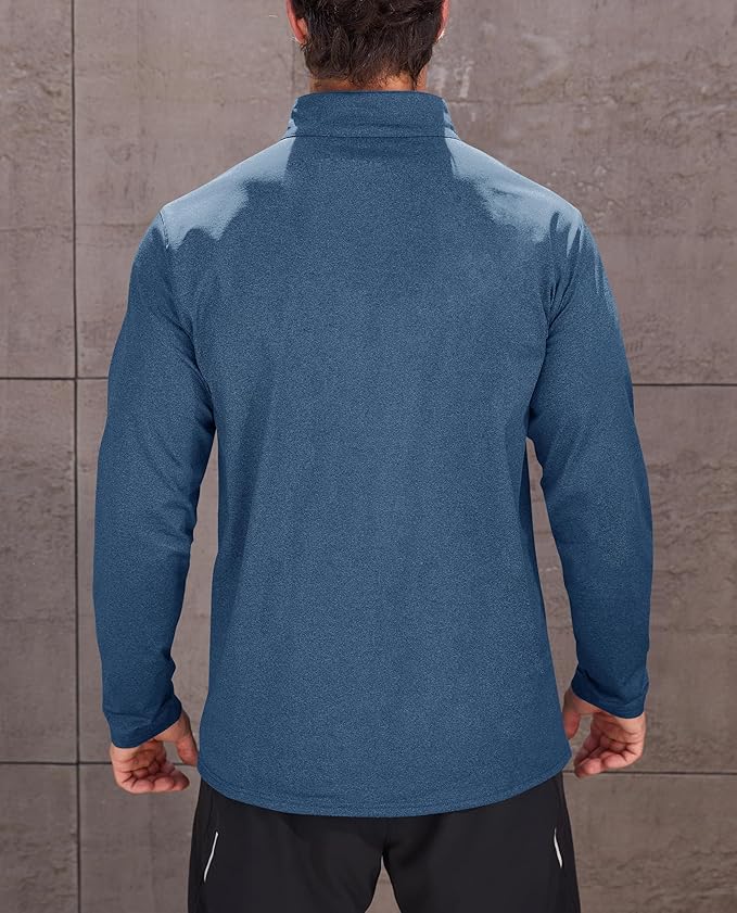 KEFITEVD Men's Quarter Zip Pullover Fleece Lined Long Sleeve Golf Shirt 1/4 Zip Sweatshirts Thermal Winter Sweaters