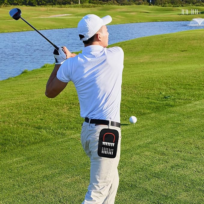 Golf Ball Pouch, Tee Organizer Bag Accessory Clip, Holder with Sturdy Storage Feature, Pouch with Course Practice Function, Play Supply, Durable Organizer Choice for Women Men Golf Club Accessories