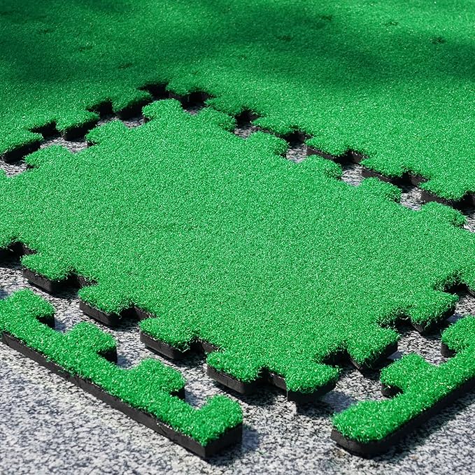 GAIARENA Artificial Turf Mat with Thick EVA Foam Base for Golf Simulator, Grass Tiles Base for Golfing Hitting Practice Mat, Artificial Grass Mat Floor Decoration for Indoor Outdoor