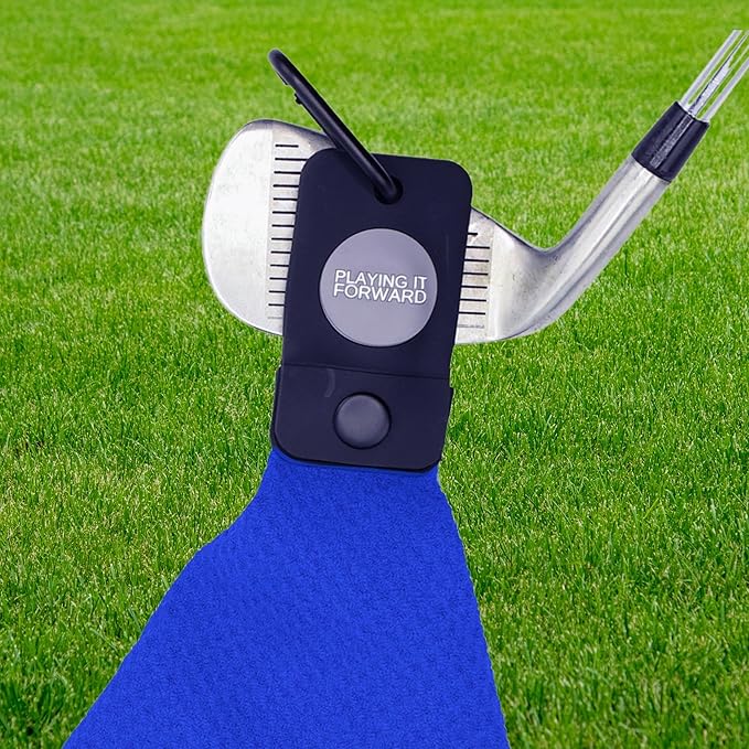 Magnetic Golf Towels for Golf Bags with Clip & Ultra Strong Magnet - Waffle Weave Microfiber Towel for Secure Hold on Bags & Carts - Ideal Club Cleaner & Accessories - Bright Blue