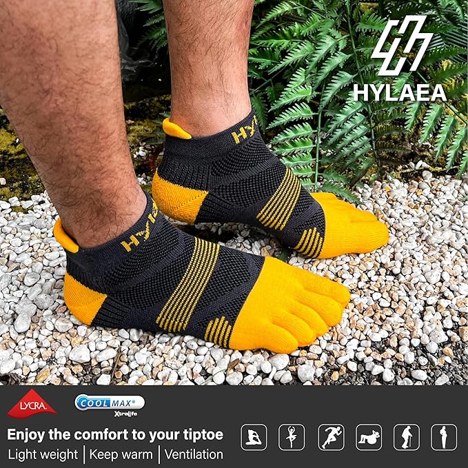 Hylaea No Show Running Athletic Anti-Blister Wicking Coolmax Socks, Seamless Anti-odor