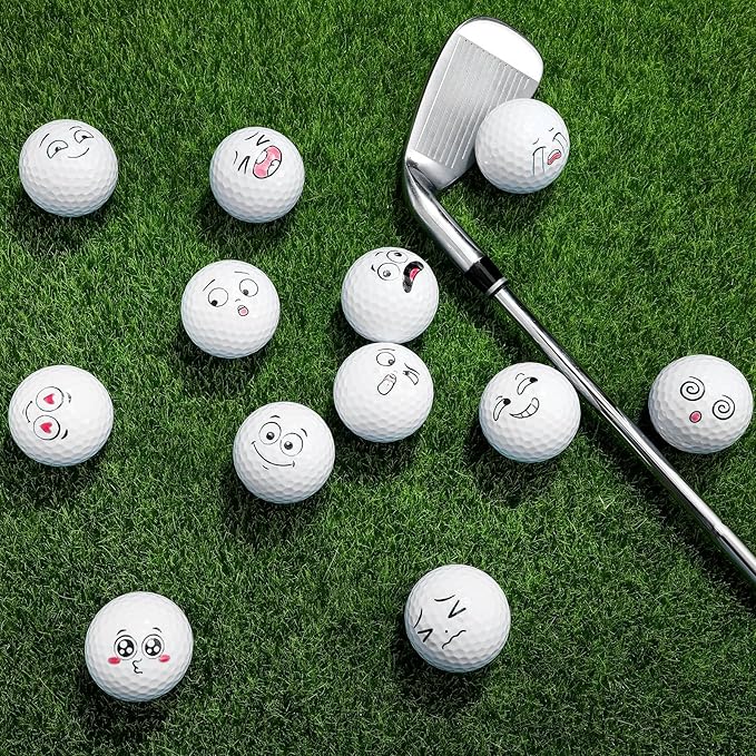 Syhood 12 Pcs Funny Golf Balls Emotion Face Novelty Trick Golf Balls Cute Fun Practice Accessories for Adult All Golfers Christmas Birthday Gifts