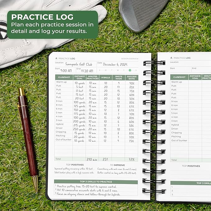 Clever Fox Golf Log Book – Small Training & Scorecard Journal – Pocket Notebook – Golf Practice Accessories & Gifts Ideas for Men (Black)