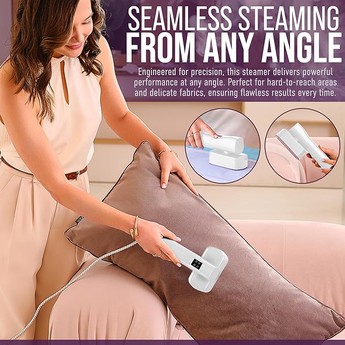 Portable Clothes Steamer & Mini Steam Iron – 1200W Handheld Wrinkle Remover, 4 Modes, 20s Fast Heating, Travel Garment Steamer for Clothing, Bedding & Curtains, Compact Folding Design – White