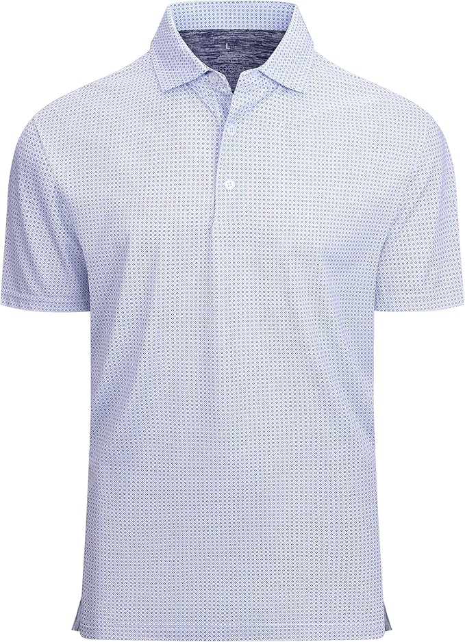 Alex Vando Mens Golf Shirt Moisture Wicking Classic Print Golf Shirts for Men