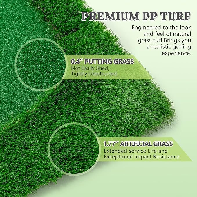 Golf Putting Green Mat Professional Practice Mat with Putter,Movable Golf Cup, Slope Pad Professional Practice Mat for Outdoor/Indoor Training