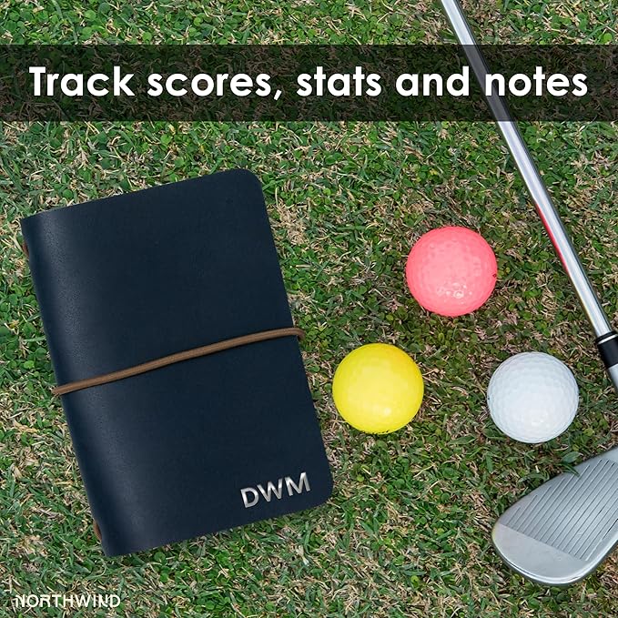 Northwind Personalized Golf Log Book – Handcrafted Full-Grain Leather Golf Score Notebook, Refillable Journal, Made in USA, Custom Engraved Gift for Men & Women Golfers