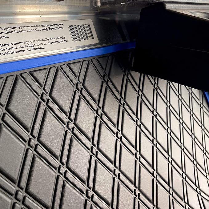 Xtreme Mats Club Car Compatible Golf Cart Mat, Full Coverage Rubber Floor Liner - Fits Club Car DS (1982-2013) and Villager (1982-2018) - Black with Blue Trim