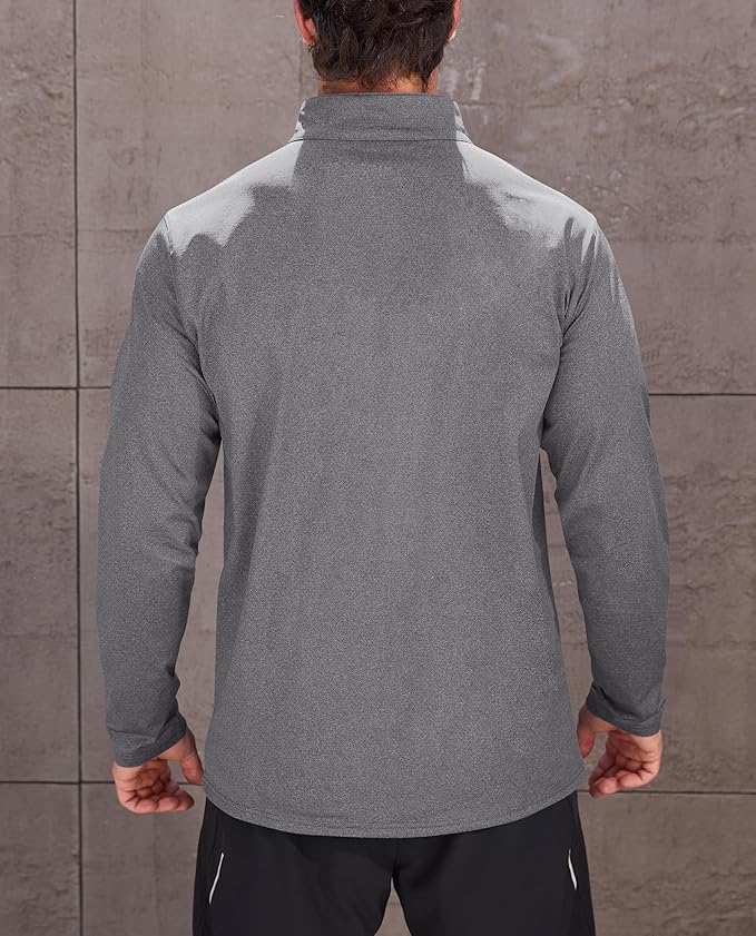 KEFITEVD Men's Quarter Zip Pullover Fleece Lined Long Sleeve Golf Shirt 1/4 Zip Sweatshirts Thermal Winter Sweaters