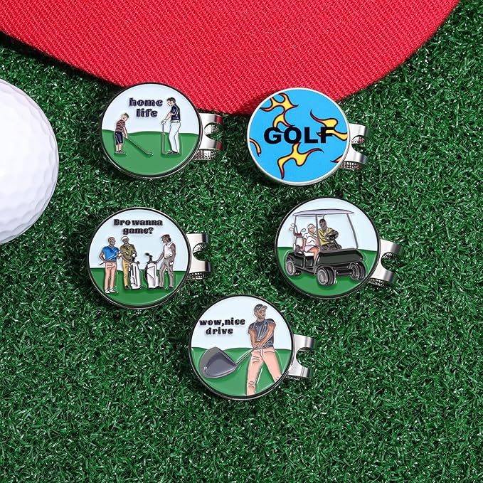 Magnetic Golf Ball Marker Clips, Funny Golf Ball Markers with Magnetic Clip, Enamel Golf Ball Markers Hat Clip Magnet for Men Women Golfer Gifts