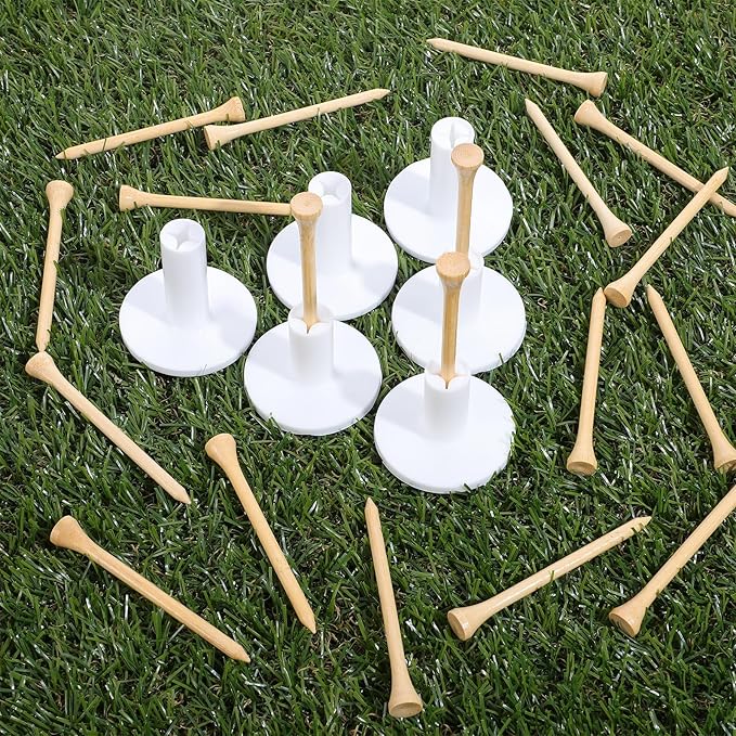40 Pcs Rubber Golf Tees for Mats, Golf Tee Holder for Driving Range & Simulator, Unbreakable Golf Mat Tee - Golf Accessories for Indoor & Outdoor Practice, 2 Sizes Rubber Tees & 2 Sizes Tees