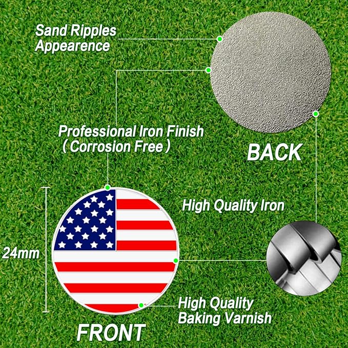 FINGER TEN Golf Ball Marker with Hat Clip Markers Assorted Patterns Value Gift Set Mark Golf Divot Tool Accessories for Men Women Kids