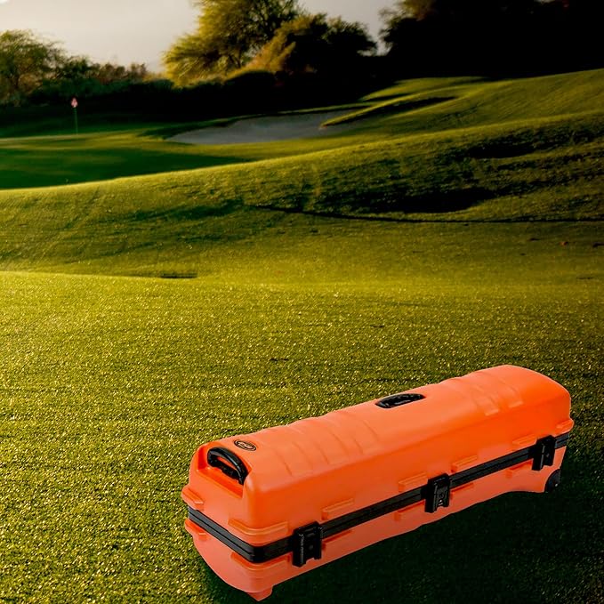 SKB Staff ATA Hard Shell Plastic Golf Travel Case for Cart Bags with Wheels - Heavy-Duty Rolling Club and Driver Carrier for Airline Transport, Impact-Resistant with TSA Locking Latches