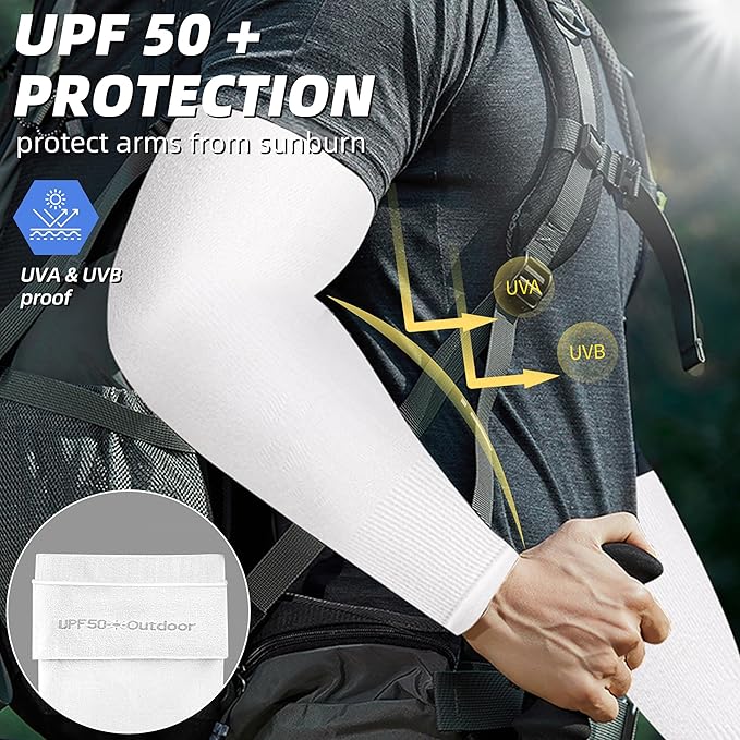 BHYTAKI UV Sun Protection Arm Sleeves, UPF 50 Sports Cooling Arm Compression Sleeves for Men Women Teenager