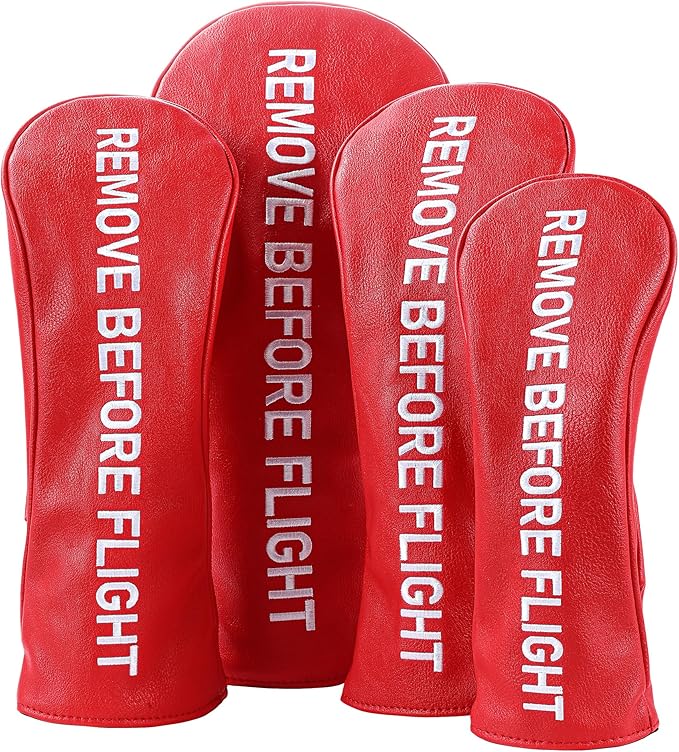 Golf Club Covers, Leather Driver Headcover, Fairway Wood, 3 Wood, Hybrid, Fits Mallet Blade Putter Head Covers, Alignment Stick Cover, Headcovers Set