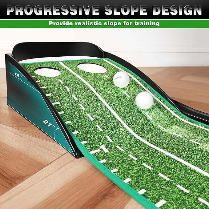 CHAMPKEY Premium Golf Putting Green Indoor with 3 Golf Putting Gates - Improves Putting Accuracy and Skill Levels Golf Putting Mat - Ideal for Indoor and Outdoor Training
