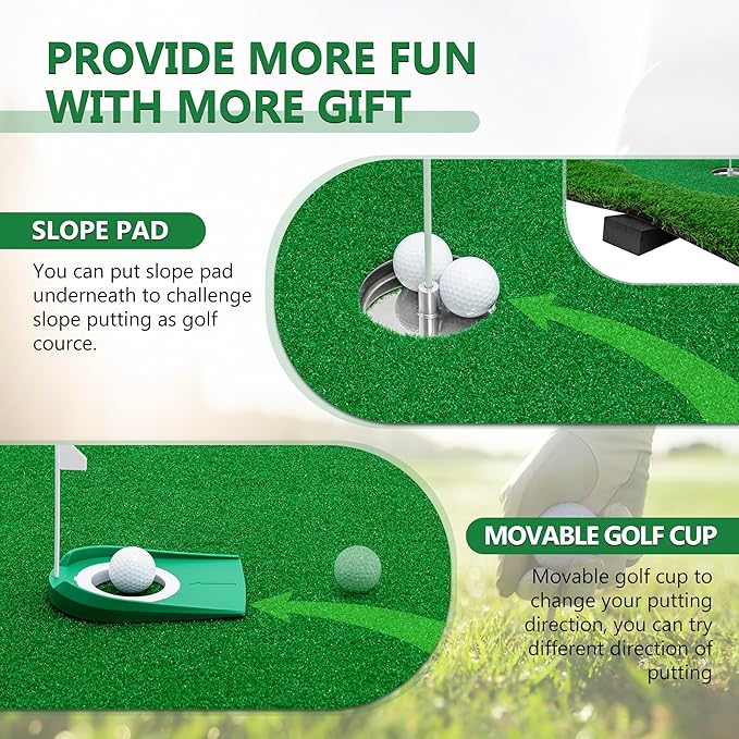 Golf Putting Green, Large Professional Golfing Training Mat, Practice Putting Green Mat for Indoor Outdoor