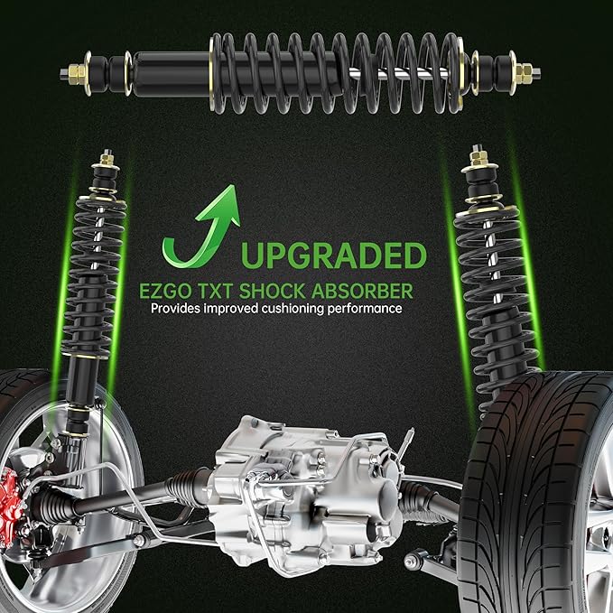 10L0L Heavy Duty Coil Springs Front/Rear Shock Absorber Kit for EZGO TXT, Medalist 1994-up Gas or Electric Golf Cart, OEM# 70928-G01 70630-G01 76418-G01 (Black)