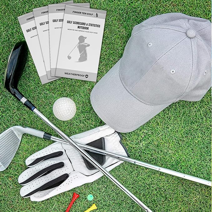 FINGER TEN Golf Scorecard Book Stats Statistics Log Notebook Waterproof Paper Value 1/2/4/8 Pack, Fit Golf Score Card Holder Cover