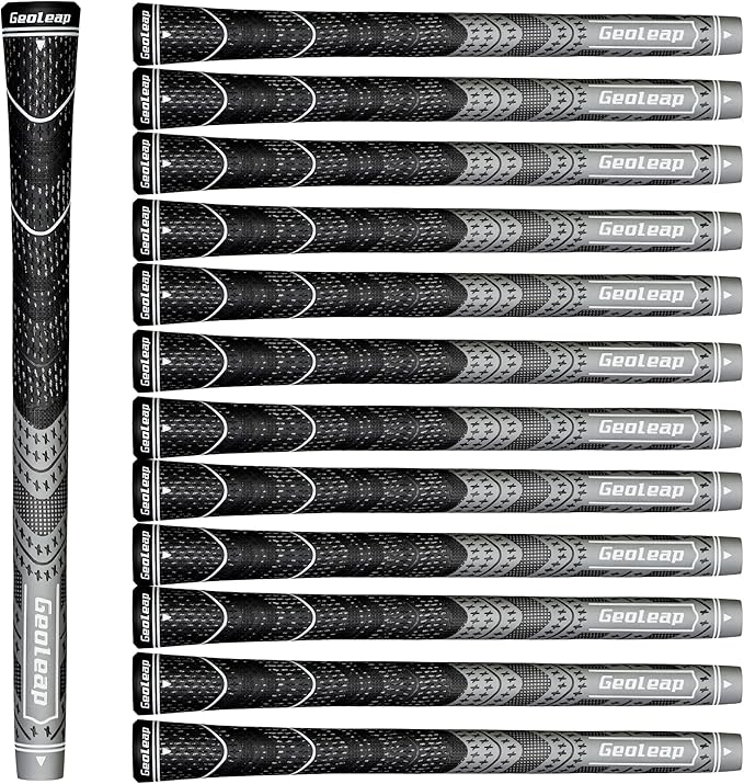 Geoleap Golf Grips Set of 13- Cord Rubber Compound Material, Hybrid Golf Club Grips, All Weather Performance.