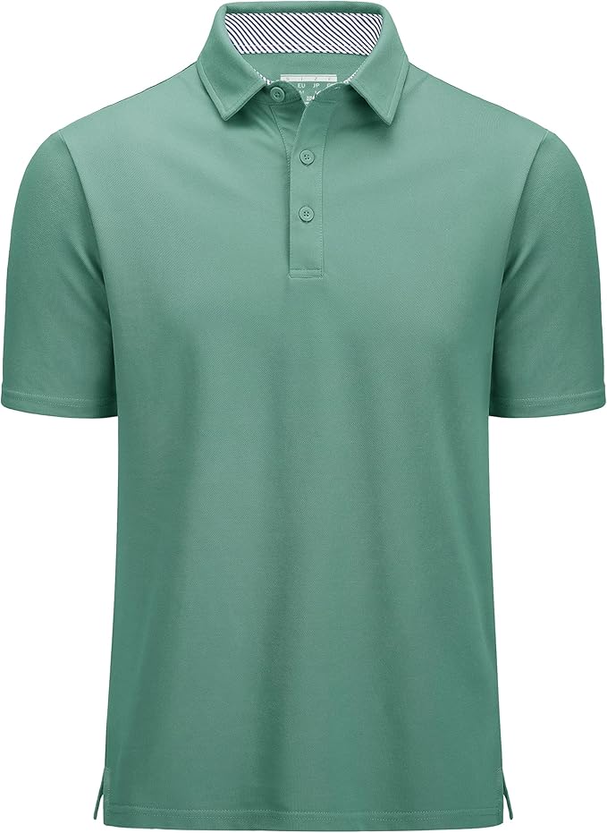 MAGCOMSEN Men's Polo Shirts Short Sleeve Cotton Pique 3 Button Classic Fit Casual T-Shirt Performance Golf Shirts