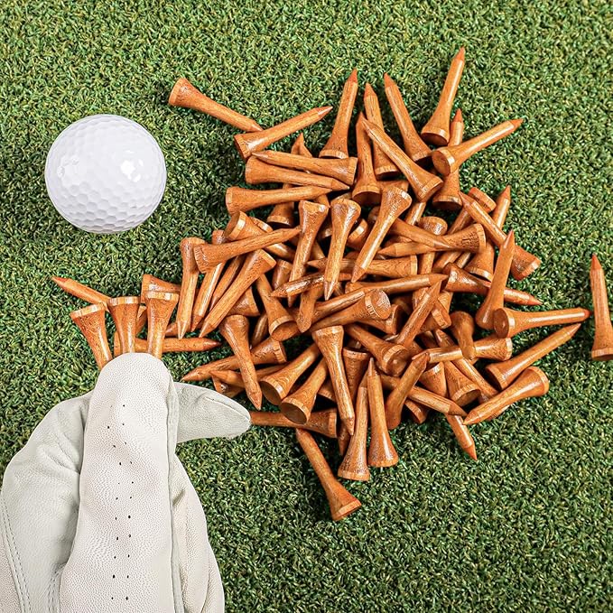 Amy Sport Golf Tees Western Birch Wood 5X More Durable 5X Stronger Value 50 Pack 1 1/2 2 3/4 3 1/4 Inch, Reduce Friction Wooden Long-Lasting, Spin Tall Sturdy Base for Stability
