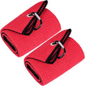 Mile High Life Tri-fold Golf Towel | 16" X 24" | Premium Microfiber Fabric | Waffle Pattern | with Heavy Duty Carabiner Clip | for Men and Women (2 Pack Red)
