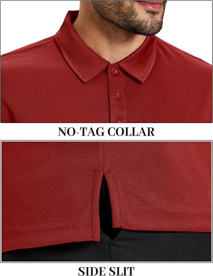 TACVASEN Mens Polo Shirts Short Sleeve Dry Fit Performance Breathable Golf Shirt with Collar Tennis Casual Business Work