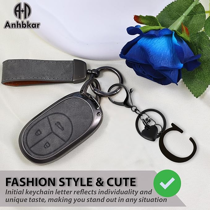 Metal Heart Alphabet Keychain for Women, Girls - Cute Initial Letter Accessories for Purse, Bag Charms and Backpack