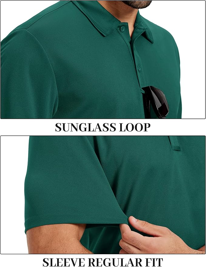 TACVASEN Mens Polo Shirts Short Sleeve Dry Fit Performance Breathable Golf Shirt with Collar Tennis Casual Business Work