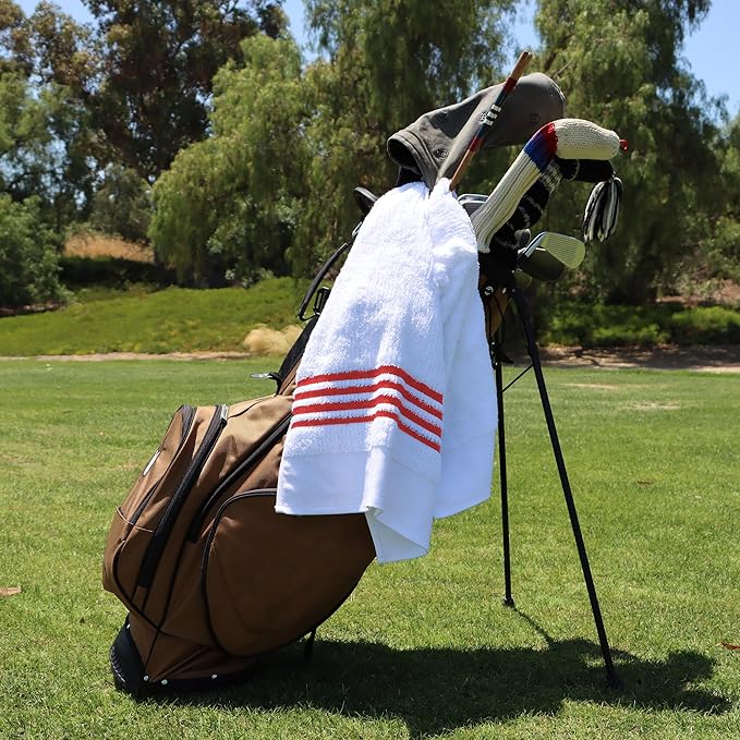 The Tour Towel | Large Golf Caddy Towel Terry Cloth, Absorbent 19" x 44", Center Cut, Perfect Hang Golf Cart Accessory and Golf Bag, Multiple Colors