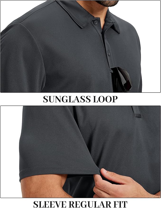 TACVASEN Mens Polo Shirts Short Sleeve Dry Fit Performance Breathable Golf Shirt with Collar Tennis Casual Business Work