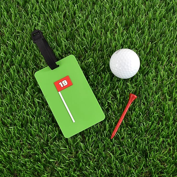Golf Bag Tag – 19th Hole Design, Flexible & Waterproof Silicone Luggage Tag, Secure Strap for Bag Identification, Great Golf Gift for Players & Enthusiasts