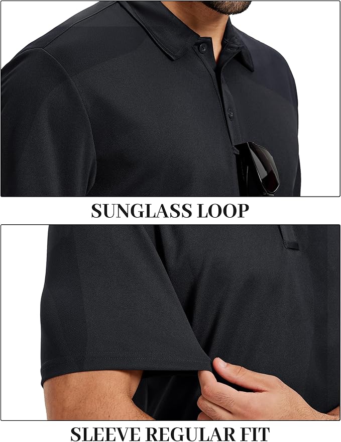 TACVASEN Mens Polo Shirts Short Sleeve Dry Fit Performance Breathable Golf Shirt with Collar Tennis Casual Business Work