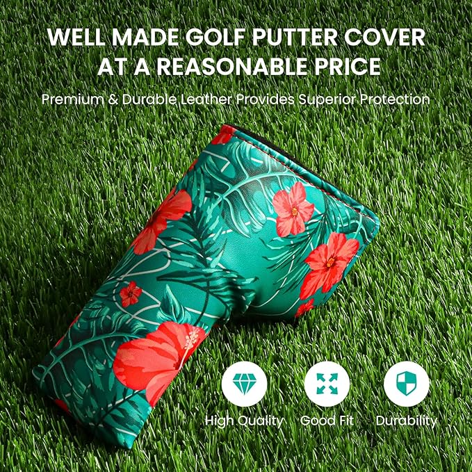 FINGER TEN Golf Blade Putter Cover Premium Synthetic Leather Stylish Design, Universal Headcover Waterproof Protection, Durable Headcovers Covers Fit Most Blade Putters for Men Women