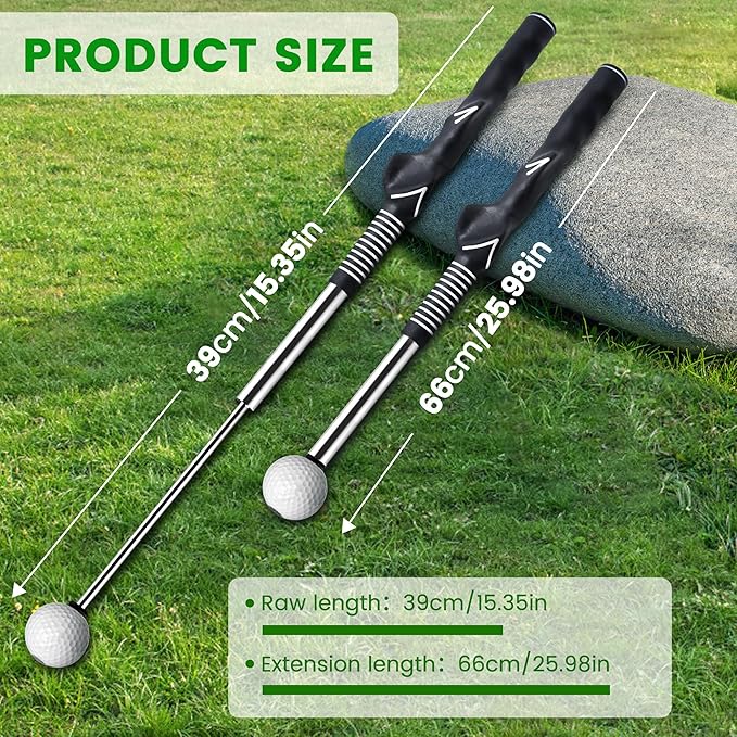 Retractable Golf Swing Training Aid,Rhythm Click Sound Warm Up Golf Swing Trainer,Golf Grip Trainer Attachment -Strength & Tempo Training for Chipping Hitting,Golf Accessories for Men