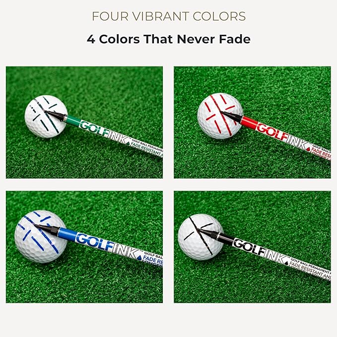 Flightpath GolfInk Marker Pens – Smudge-Free Tour Compliant Markers – Fine Tip, Leakproof Ink for Clean Golf Ball Identification or Liner Stencils – Long-Lasting, Permanent – 4 Pack (Multi)