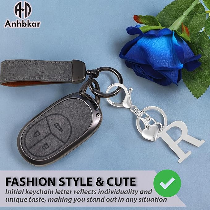 Metal Heart Alphabet Keychain for Women, Girls - Cute Initial Letter Accessories for Purse, Bag Charms and Backpack