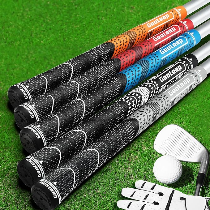Geoleap Golf Grips Set of 13- Grips with Tapes and with All Repair Kits for Choice,Hybrid Golf Club Grips,Standard/Midsize,All Weather Contral, High Feedback & Traction.